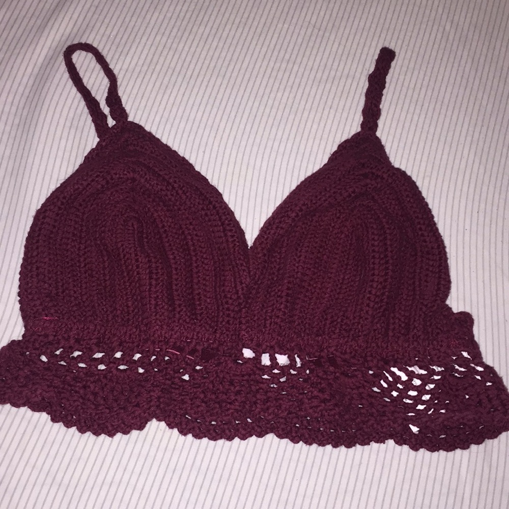 Burgundy crochet like top